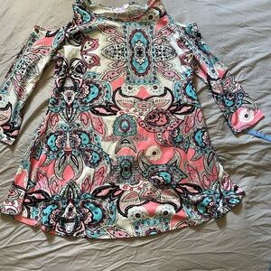 Colorful Paisley Cold Shoulder Dress size M new